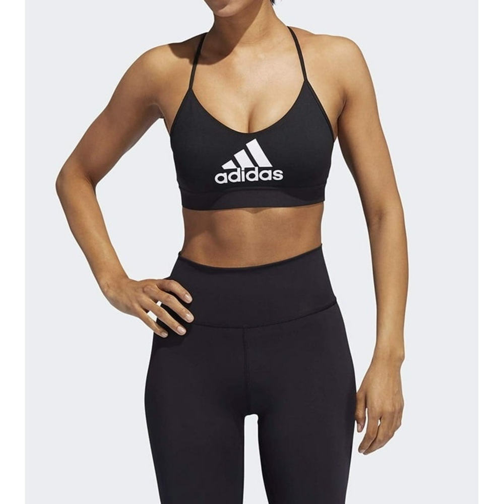 adidas — women’s “all me badge of sport” sports bra in black